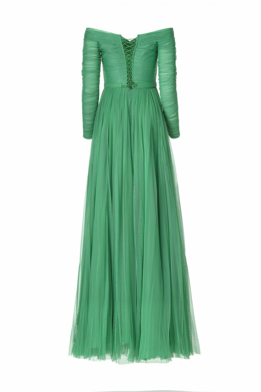 Flare Banquet Lyrical Rochie lunga verde smarald cu maneci drapate - Ana Radu -Fashion